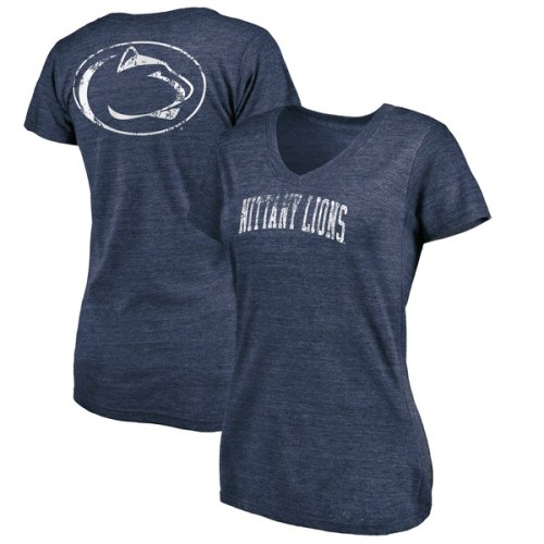 Penn State Nittany Lions Fanatics Branded Women's Slab Serif Space Dye Tri-Blend V-Neck T-Shirt - Navy