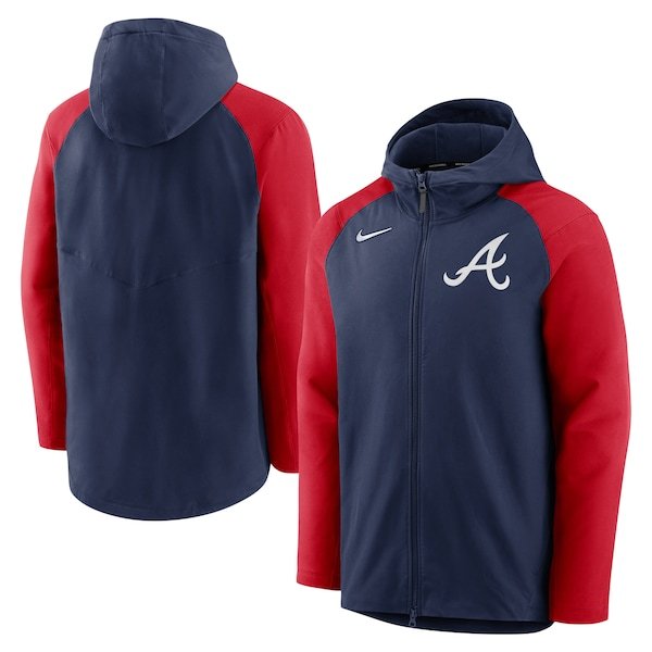 Atlanta Braves Nike Authentic Collection Full-Zip Raglan Hoodie Performance Jacket - Navy/Red