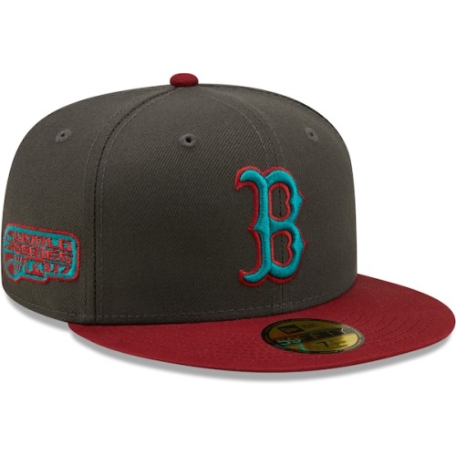 Boston Red Sox New Era 2007 World Series Titlewave 59FIFTY Fitted Hat - Graphite/Cardinal