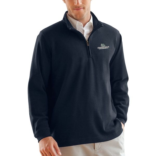 Gonzaga Bulldogs Flat-Back Rib 1/4-Zip Pullover Sweater - Navy