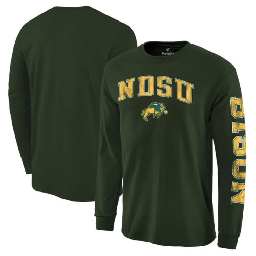 NDSU Bison Fanatics Branded Distressed Arch Over Logo Long Sleeve Hit T-Shirt - Green