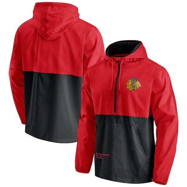 Chicago Blackhawks Fanatics Branded Thrill Seeker Anorak Half-Zip Jacket - Red/Black