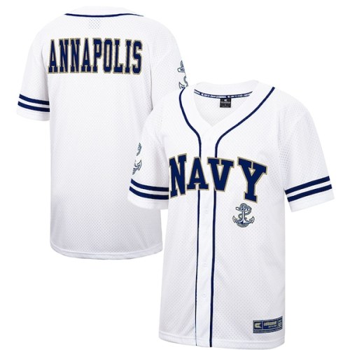 Navy Midshipmen Colosseum Free Spirited Baseball Jersey - White/Navy