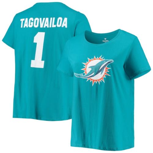 Tua Tagovailoa Miami Dolphins Fanatics Branded Women's Plus Size Name & Number T-Shirt - Aqua