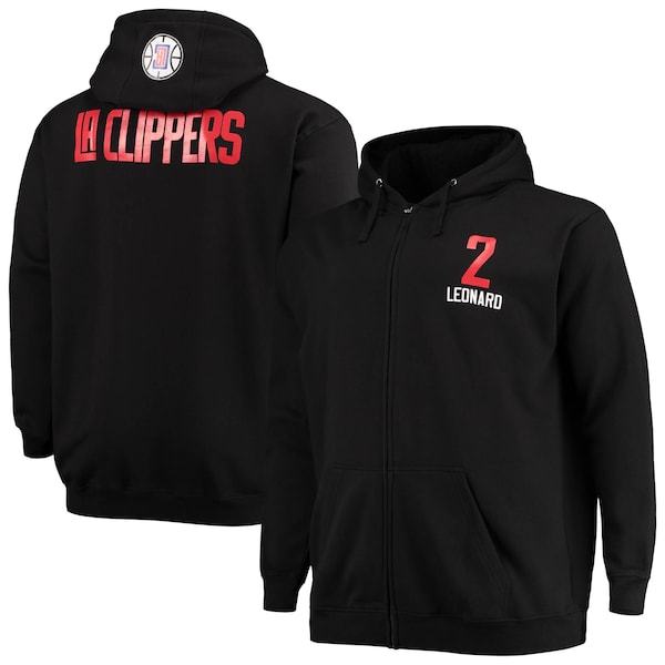 Kawhi Leonard LA Clippers Fanatics Branded Big & Tall Player Name & Number Full-Zip Hoodie Jacket - Black