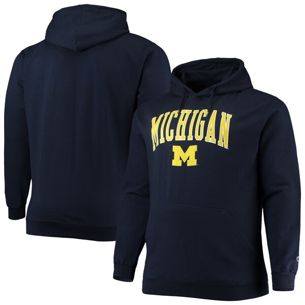 Michigan Wolverines Champion Big & Tall Arch Over Logo Powerblend Pullover Hoodie - Navy