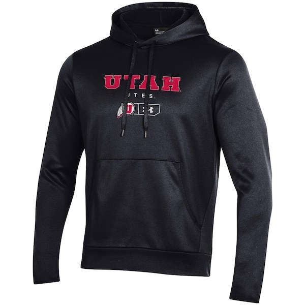 Utah Utes Under Armour Logo Lockup Fleece Performance Pullover Hoodie - Black