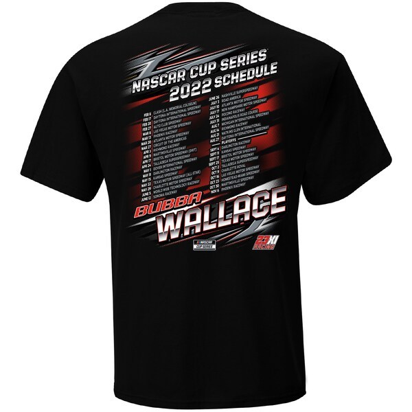 Bubba Wallace Checkered Flag 2022 Schedule T-Shirt - Black