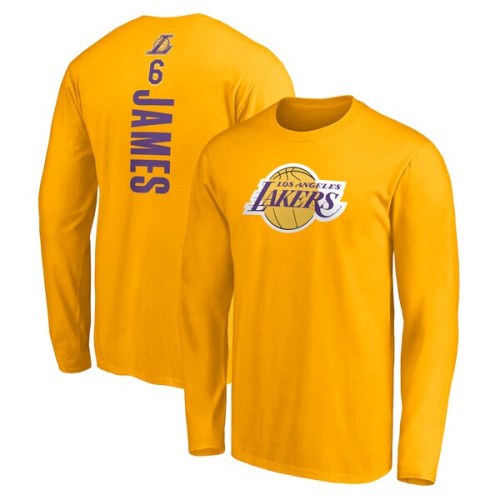 LeBron James Los Angeles Lakers Fanatics Branded Playmaker Name & Number Long Sleeve T-Shirt - Gold