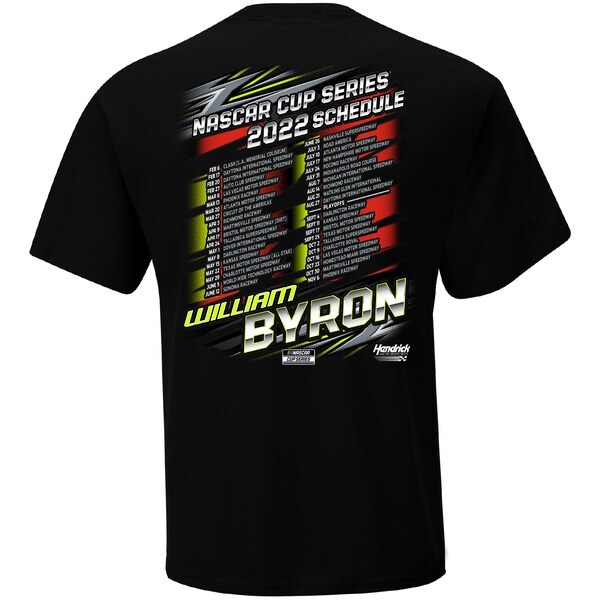 William Byron Hendrick Motorsports Team Collection 2022 NASCAR Cup Series Schedule T-Shirt - Black