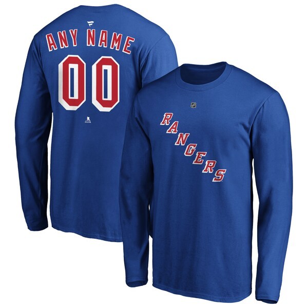 New York Rangers Fanatics Branded Authentic Personalized Long Sleeve T-Shirt - Blue
