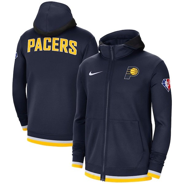 Indiana Pacers Nike 75th Anniversary Performance Showtime Full-Zip Hoodie Jacket - Navy