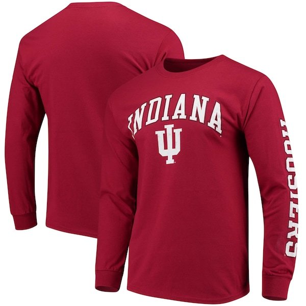 Indiana Hoosiers Fanatics Branded Distressed Arch Over Logo Long Sleeve Hit T-Shirt - Crimson