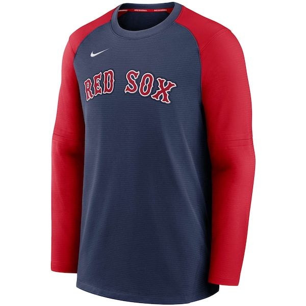 Boston Red Sox Nike Authentic Collection Pregame Performance Raglan Pullover Sweatshirt - Navy/Red