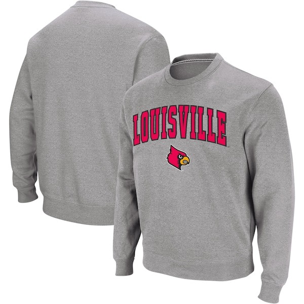 Louisville Cardinals Colosseum Arch & Logo Crew Neck Sweatshirt - Heather Gray