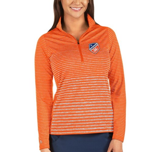 FC Cincinnati Antigua Women's Pace Half-Zip Pullover Jacket - Heathered Orange