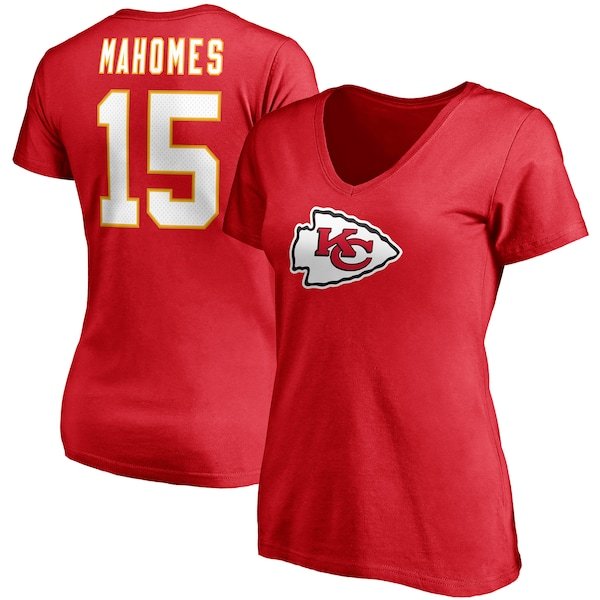 Patrick Mahomes Kansas City Chiefs Fanatics Branded Women's Player Icon Name & Number V-Neck T-Shirt - Red