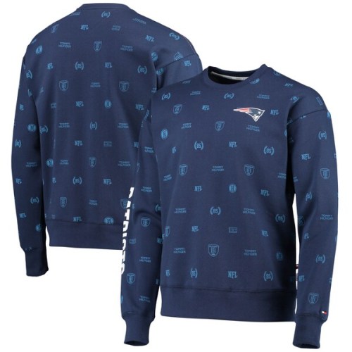 New England Patriots Tommy Hilfiger Reid Graphic Pullover Sweatshirt - Navy