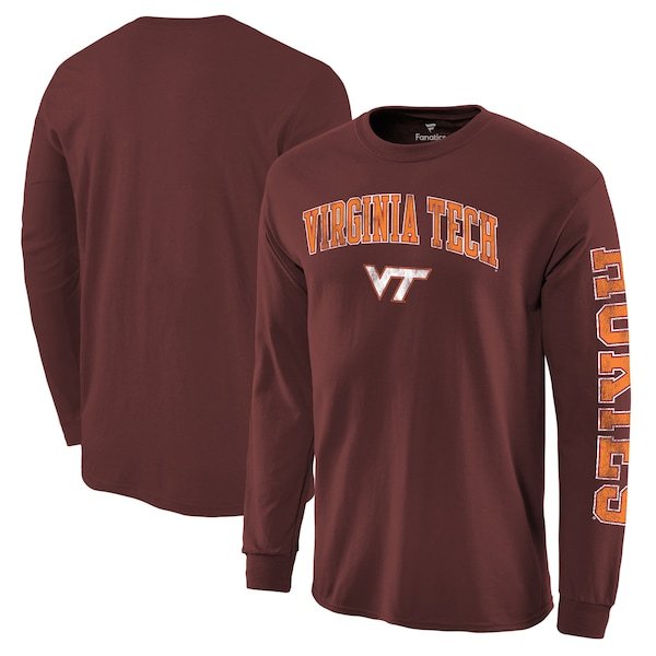 Virginia Tech Hokies Fanatics Branded Distressed Arch Over Logo Long Sleeve Hit T-Shirt - Maroon
