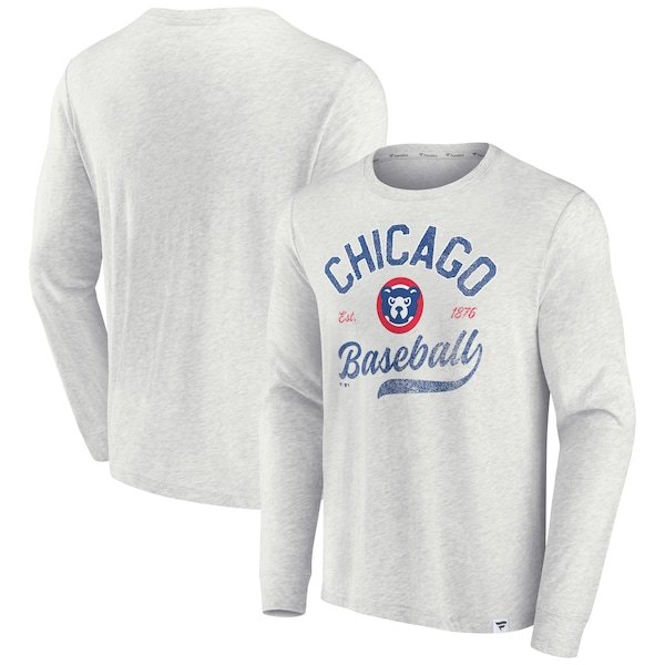 Chicago Cubs Fanatics Branded True Classics Game Maker Long Sleeve T-Shirt - Heathered Gray