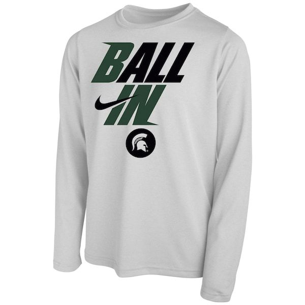 Michigan State Spartans Nike Youth Ball In Bench Long Sleeve T-Shirt - White