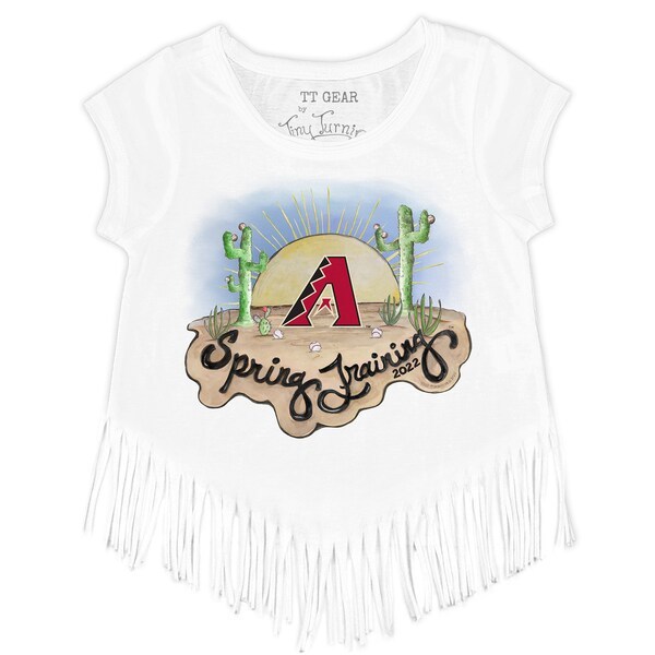 Arizona Diamondbacks Tiny Turnip Girls Toddler 2022 Spring Training Fringe T-Shirt - White