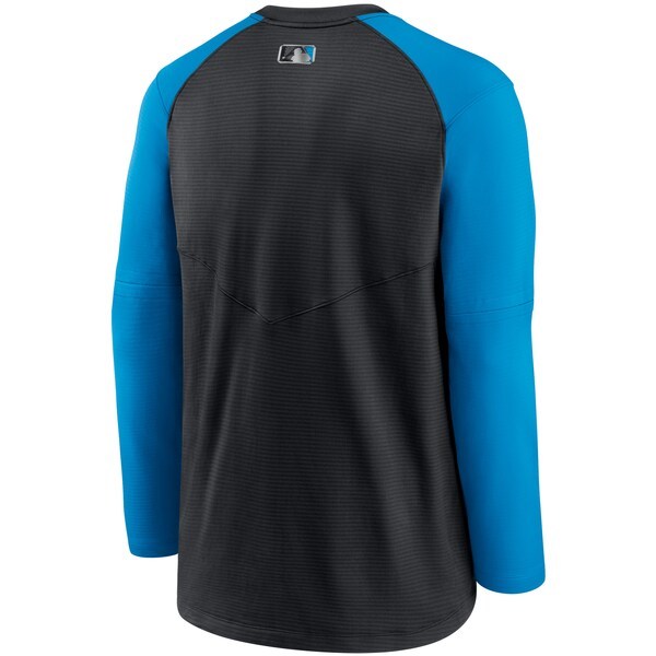 Miami Marlins Nike Authentic Collection Pregame Performance Raglan Pullover Sweatshirt - Black/Blue