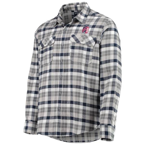 St. Louis City SC Antigua Ease Flannel Long Sleeve Button-Up Shirt - Navy/Gray