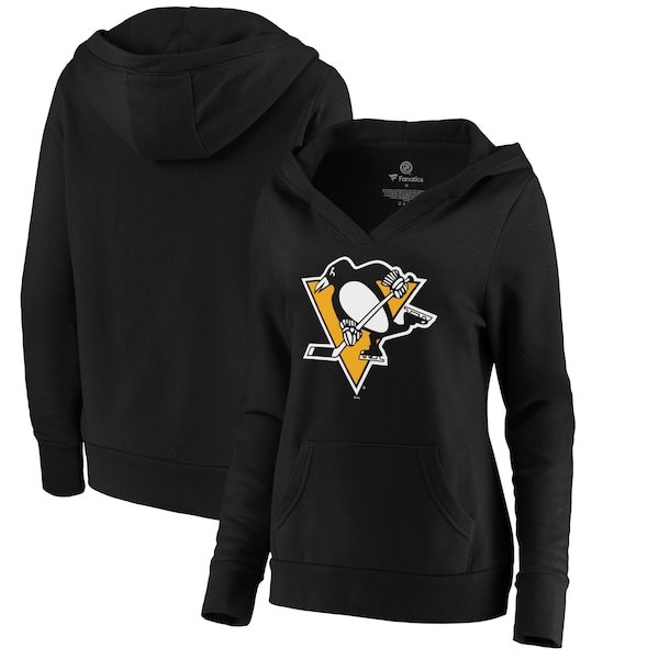 Pittsburgh Penguins Fanatics Branded Women's Primary Logo V-Neck Pullover Hoodie - Black