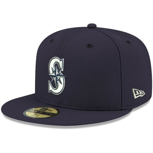 Seattle Mariners New Era Logo White 59FIFTY Fitted Hat - Navy