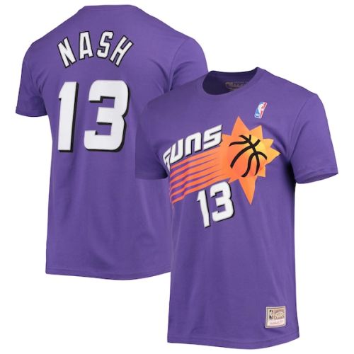 Steve Nash Phoenix Suns Mitchell & Ness Hardwood Classics Stitch Name & Number T-Shirt - Purple