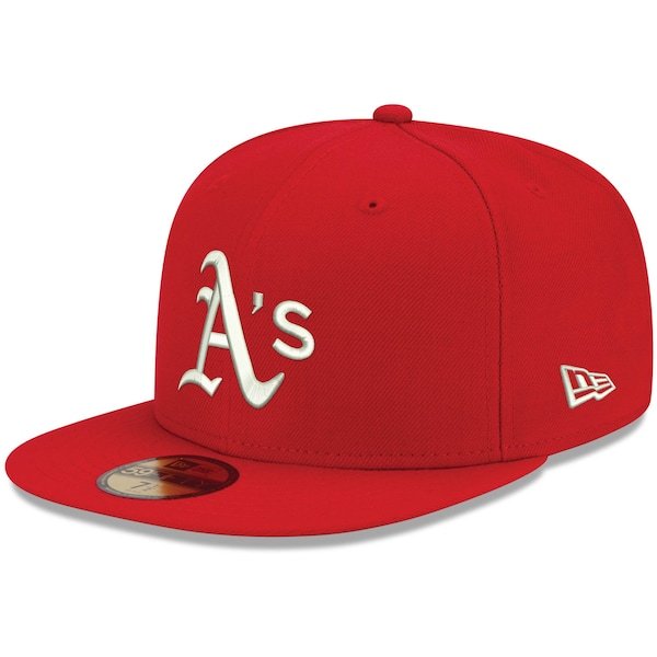 Oakland Athletics New Era Logo White 59FIFTY Fitted Hat - Red
