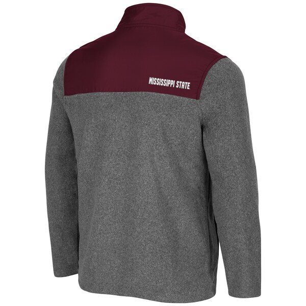 Mississippi State Bulldogs Colosseum Huff Snap Pullover - Heathered Charcoal/Maroon