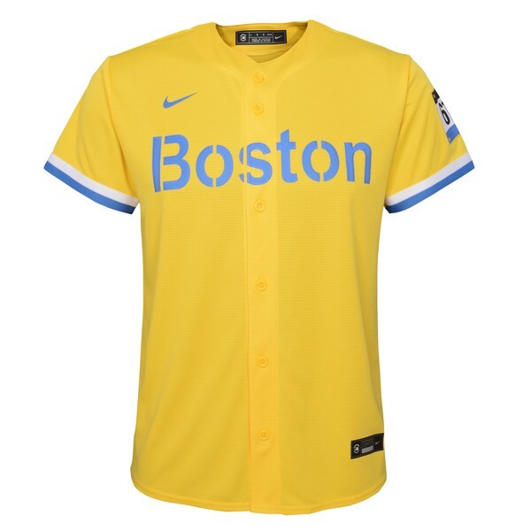 Xander Bogaerts Boston Red Sox Nike Youth 2021 City Connect Replica Player Jersey - Gold/Light Blue
