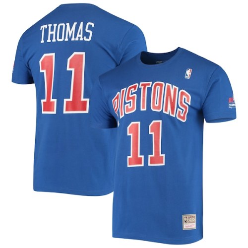 Isiah Thomas Detroit Pistons Mitchell & Ness Hardwood Classics Stitch Name & Number T-Shirt - Blue