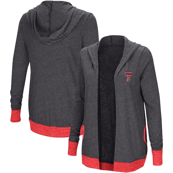 Texas Tech Red Raiders Colosseum Women's Steeplechase Open Cardigan with Hood - Charcoal