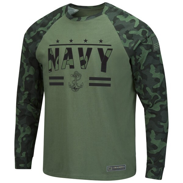 Navy Midshipmen Colosseum OHT Military Appreciation Raglan Long Sleeve T-Shirt - Olive/Camo