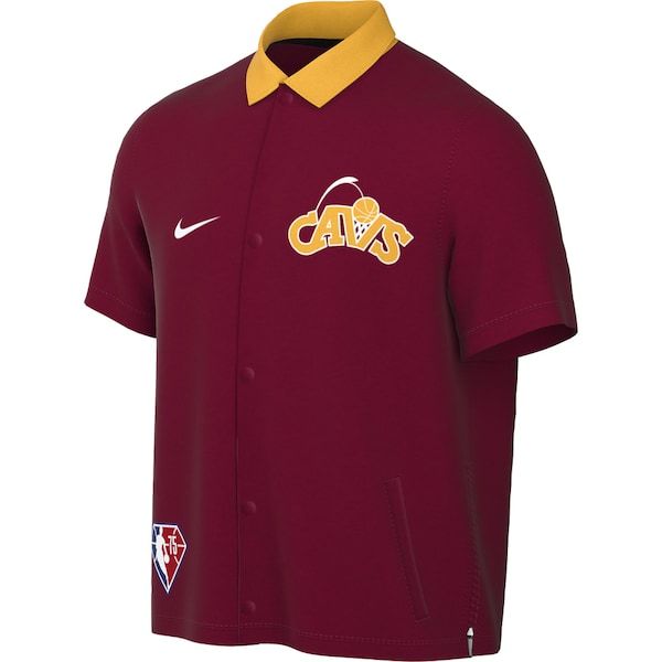 Cleveland Cavaliers Nike 2021/22 City Edition Therma Flex Showtime Short Sleeve Full-Snap Collar Jacket - Wine/Gold