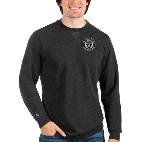 Philadelphia Union Antigua Reward Crewneck Pullover Sweatshirt - Heathered Black