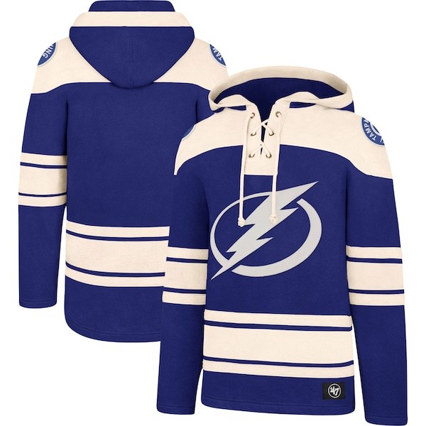 Tampa Bay Lightning '47 Superior Lacer Pullover Hoodie - Blue/Cream
