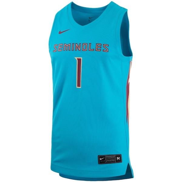 #1 Florida State Seminoles Nike Team Alternate Replica Basketball Jersey - Turquoise
