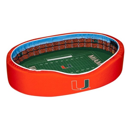 Miami Hurricanes 38'' x 25'' x 8'' Large Stadium Oval Dog Bed - Orange/Green