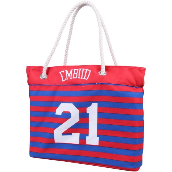 Joel Embiid Philadelphia 76ers Women's Player Nautical Stripe Tote Bag - Red