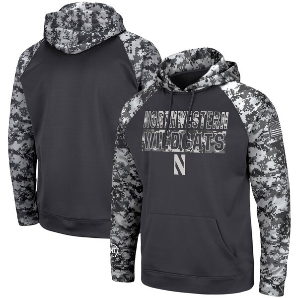 Northwestern Wildcats Colosseum OHT Military Appreciation Digital Camo Pullover Hoodie - Charcoal