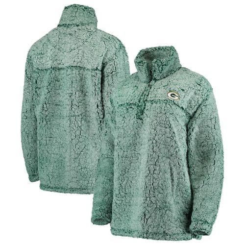 Green Bay Packers Women's Sherpa Quarter-Zip Pullover Jacket - Green