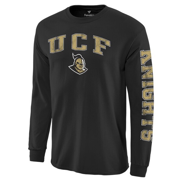 UCF Knights Fanatics Branded Distressed Arch Over Logo Long Sleeve Hit T-Shirt - Black