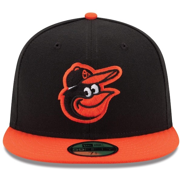 Baltimore Orioles New Era Road Authentic Collection On-Field 59FIFTY Fitted Hat - Black/Orange