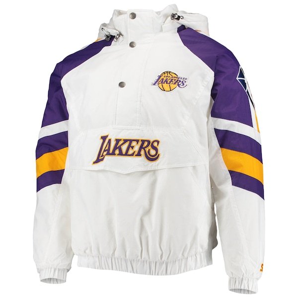 Los Angeles Lakers Starter The Pro III Quarter-Zip Hoodie Jacket - White/Purple
