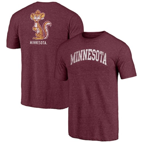 Minnesota Golden Gophers Fanatics Branded Throwback 2-Hit Arch Tri-Blend T-Shirt - Heathered Maroon