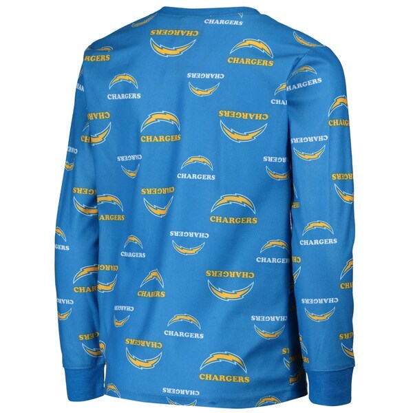 Los Angeles Chargers Youth All Over Print Long Sleeve T-Shirt & Pants Sleep Set - Powder Blue
